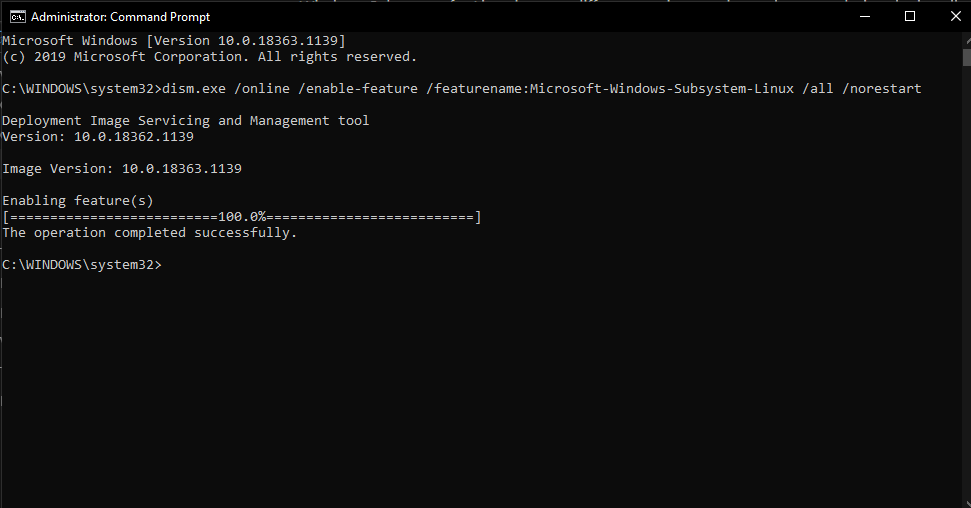 Enable Window-Subsystem-Linux