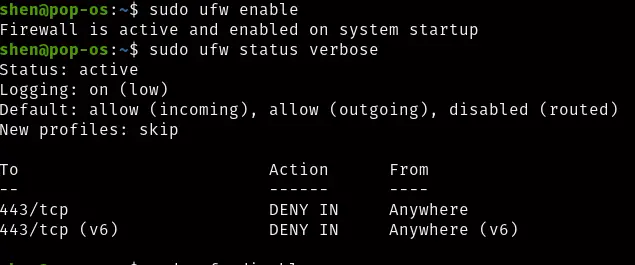 ufw enable after disable