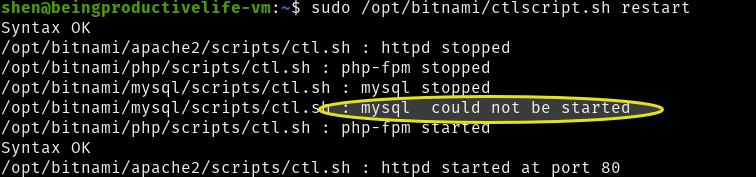 solve error 524: mysql service is not running
