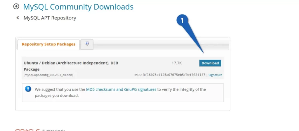 Install MySQL server: Click on Download