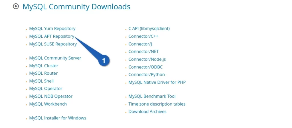 Install MySQL server: Select package manger