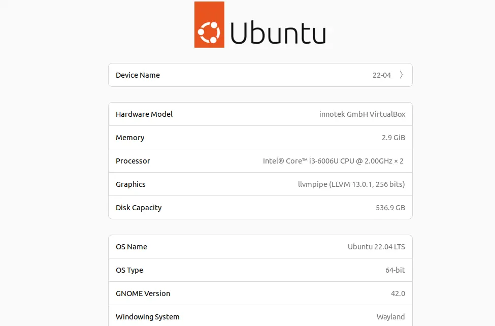 Shown Ubuntu Version