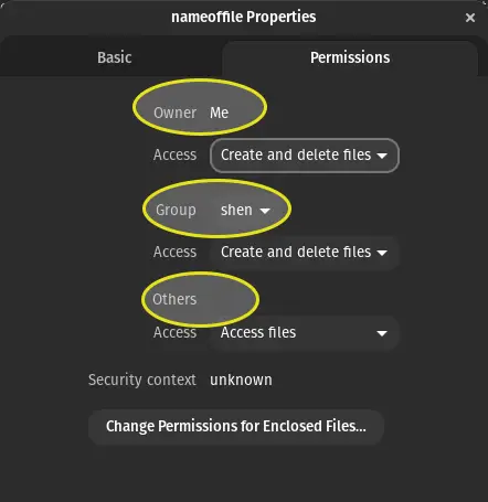 chmod using gui method