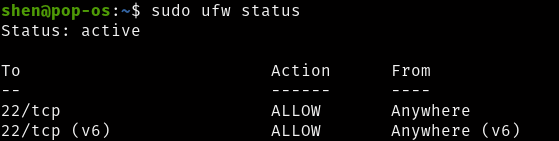 UFW firewall status