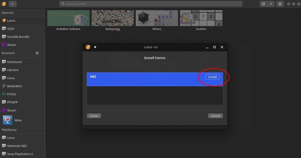 Installing Contra on Lutris