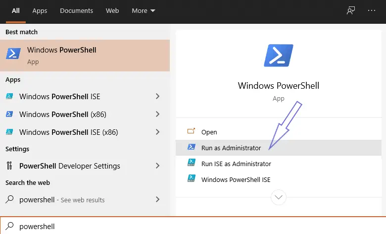 Run Windows PowerShell as Adminstrator