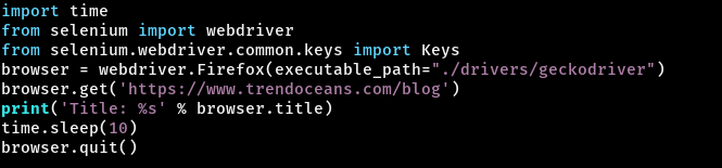 Selenium code for python
