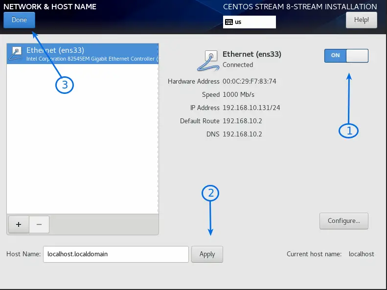 Select Network and change hostname