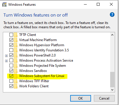 Check Windows Subsystem for Linux