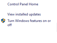 Click on Turn Windows fetures on or off