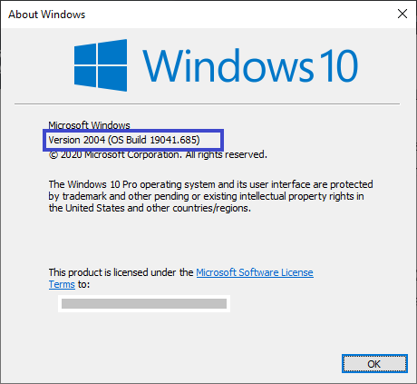 winver to check windows version