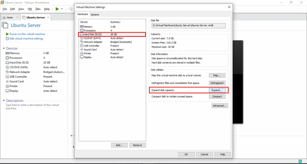 Expand disk capacity