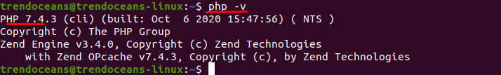 Check PHP Version command: php -V 