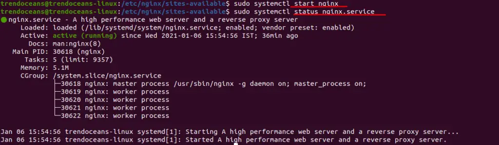 Start nginx  webserver