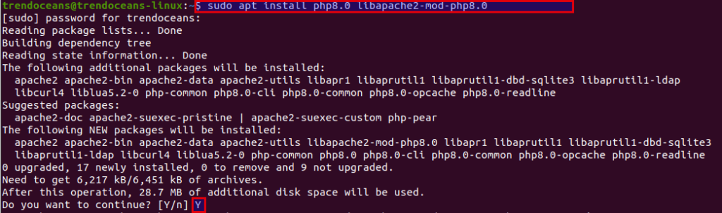 php 8.0 install ubuntu using apache