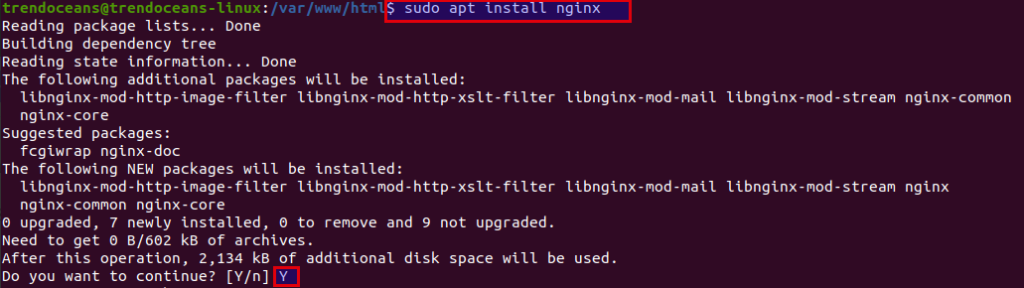 Install nginx