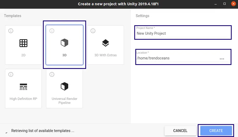 Create New Projects in Unity