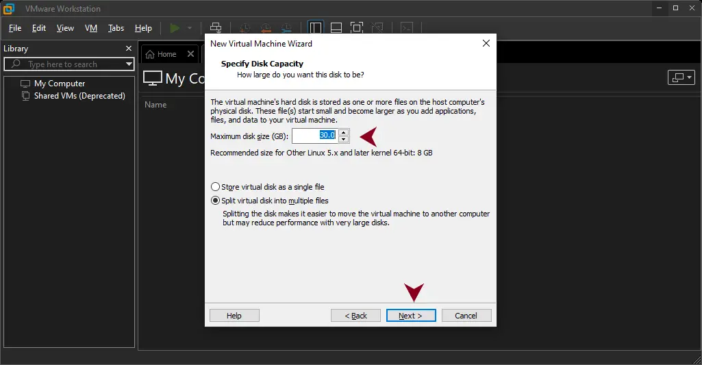 Specify Disk Size