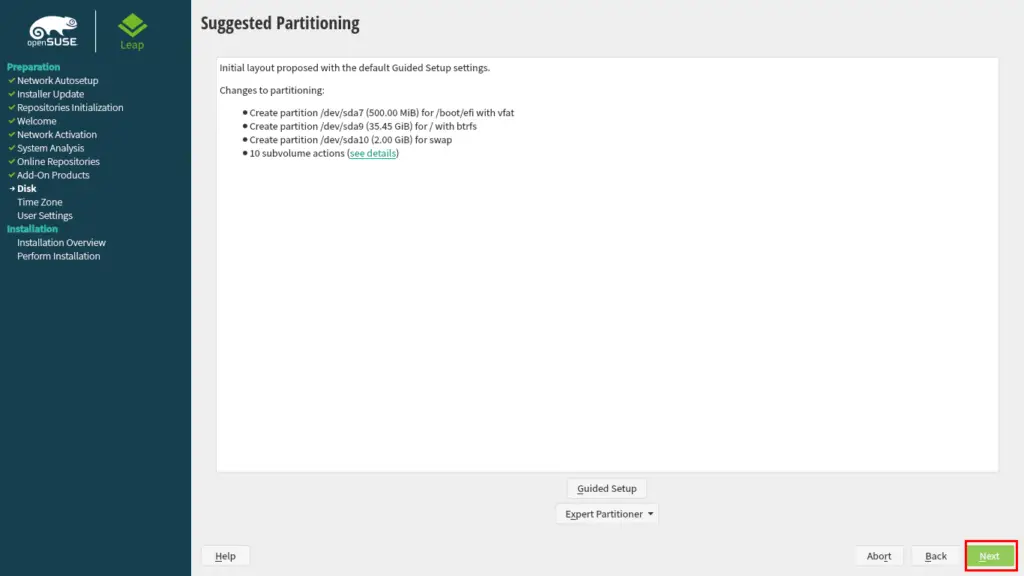 suse create boot partition