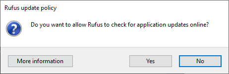 Rufus update policy
