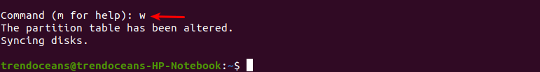 Type w command to save changes