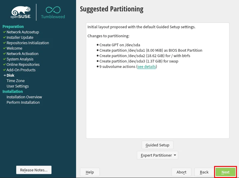 Suggested Partitioning