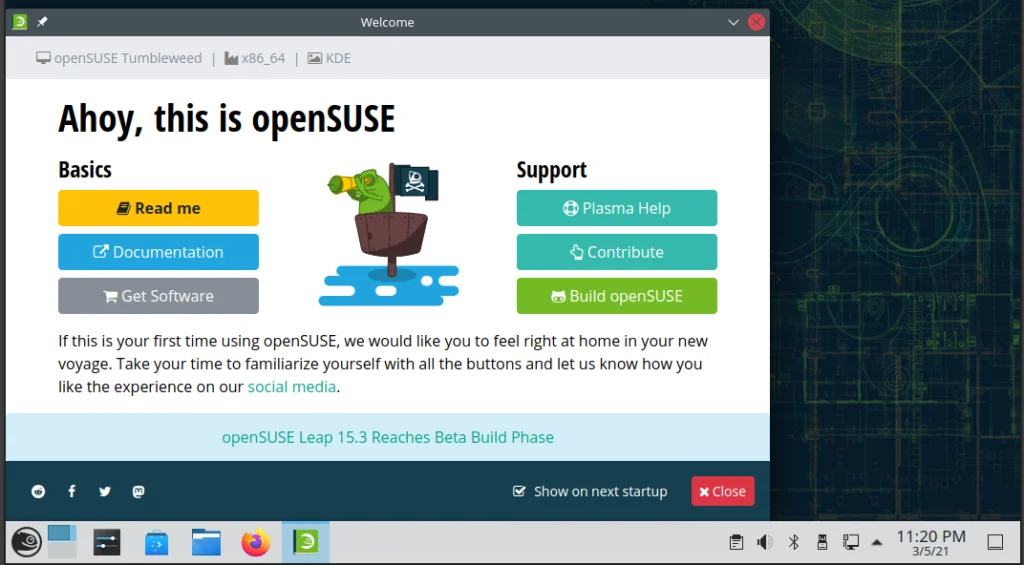 openSUSE Tumbleweed KDE Desktop environment