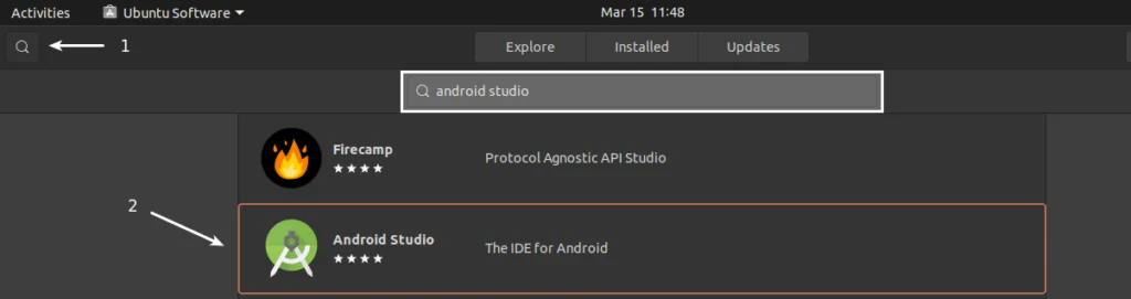 Steps to Search Android Studio