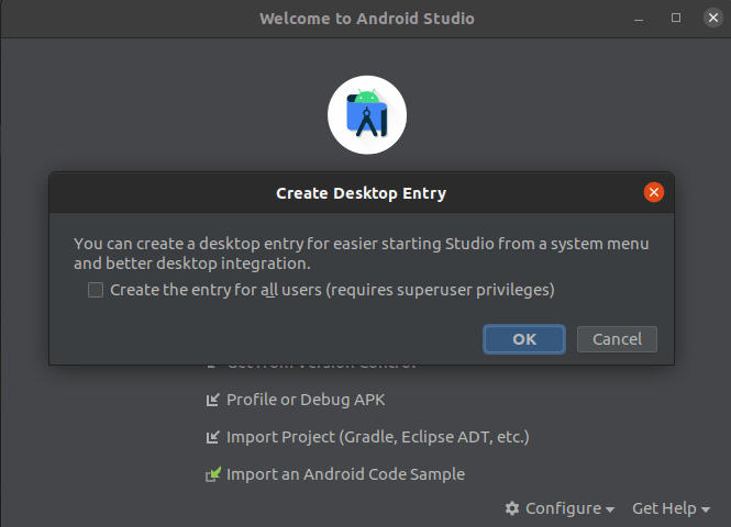 Create Desktop Entry "OK"