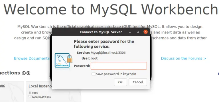 Connect to server mysql workbench get create database tables from mysql workbench