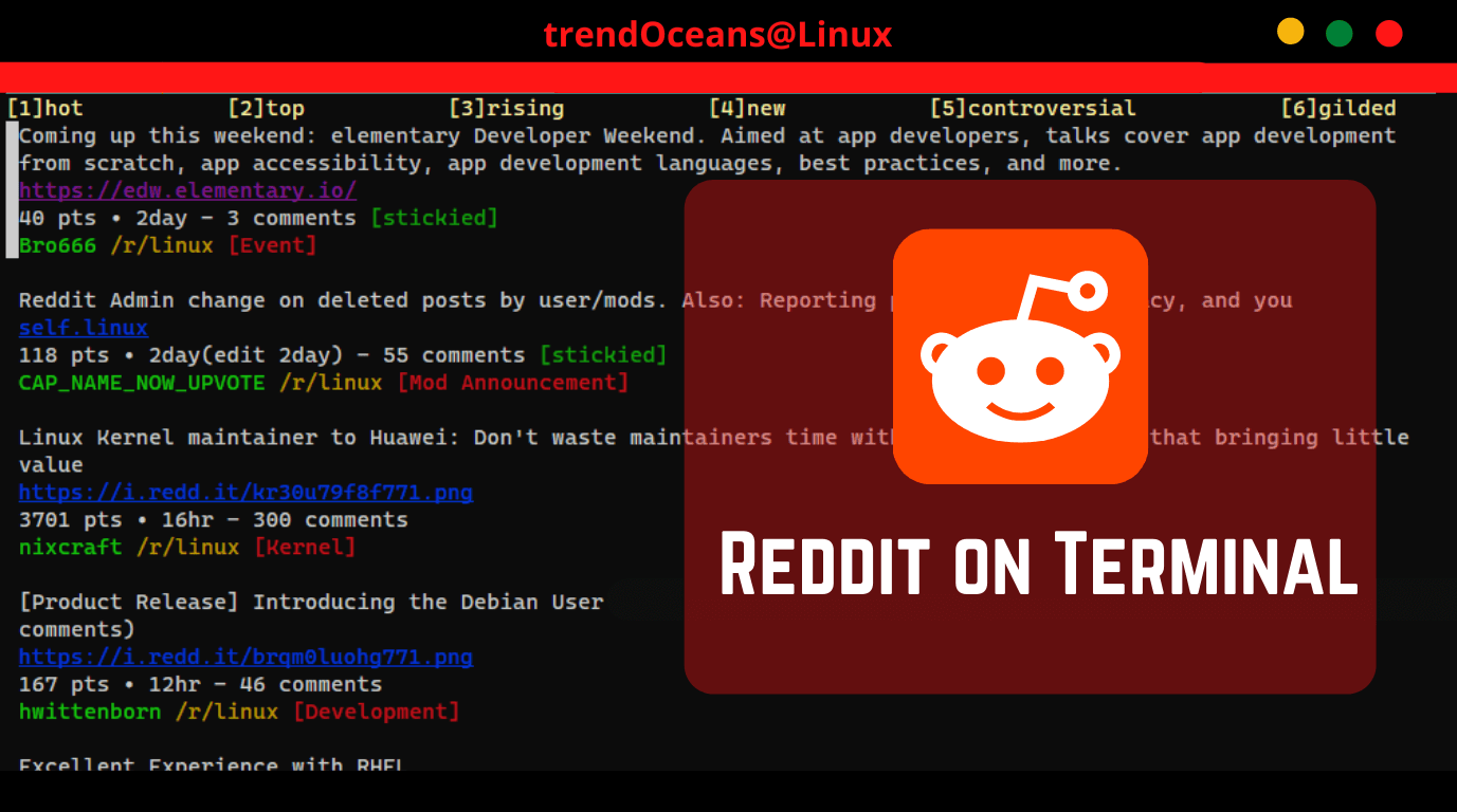User Reddit on Linux terminal