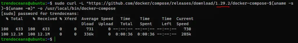 Download Docker-Compose using curl command