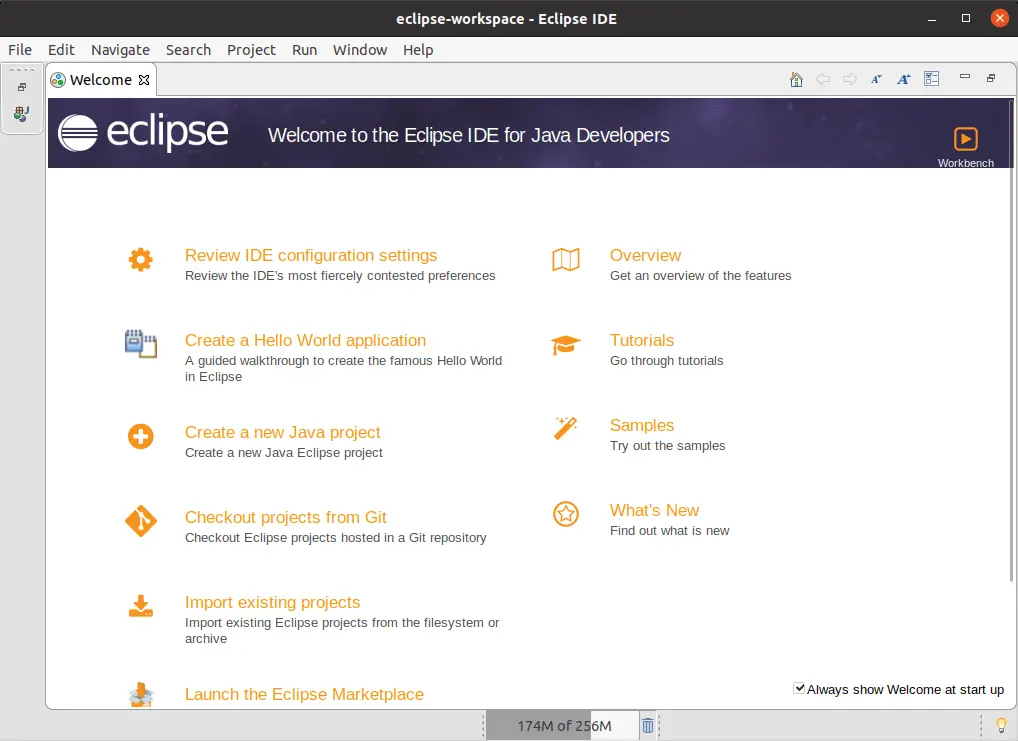 Welcome Interface of Eclipse