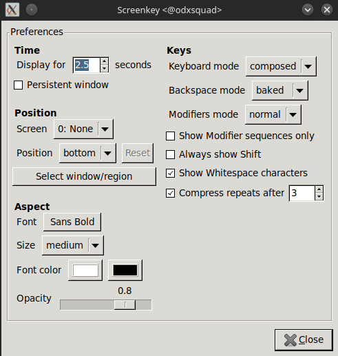 screenkey --show-settings