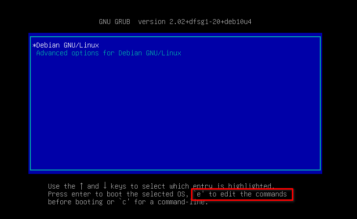 Change runlevel from boot menu