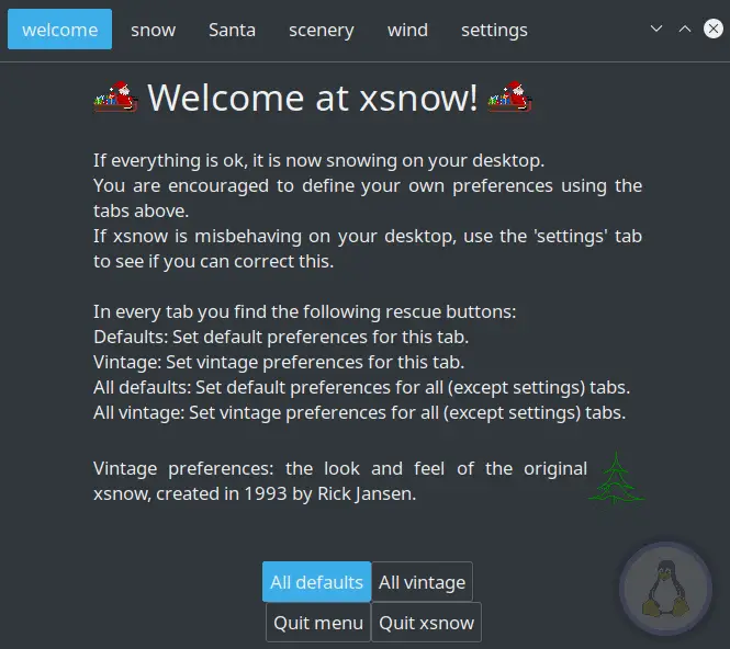 Xsnow: GUI Interface