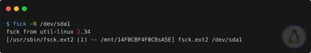 fsck -N /dev/sda1