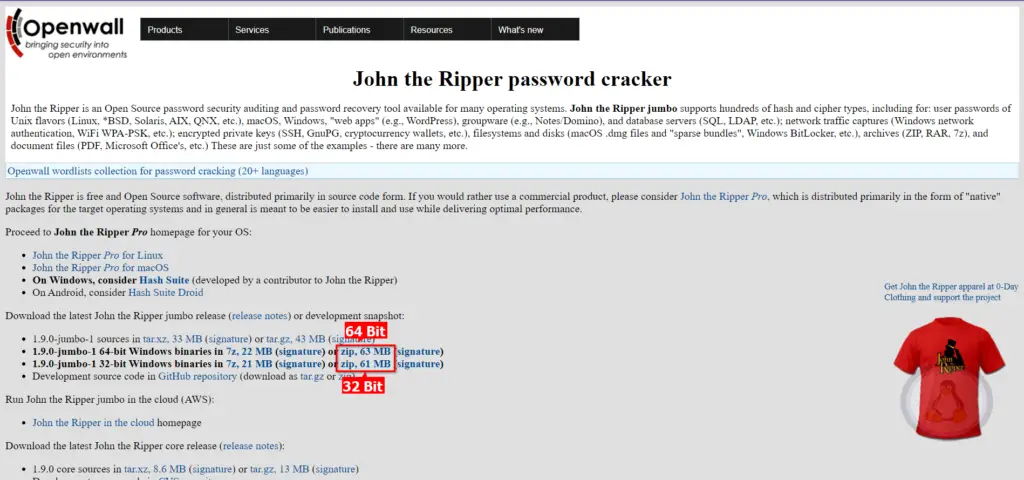 John the Ripper in 32/64 Bit