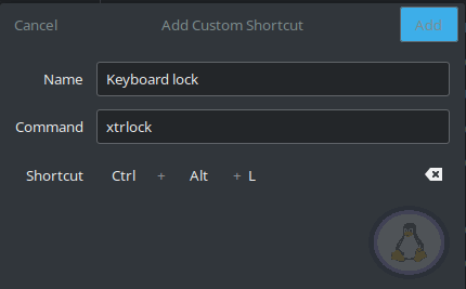Creating Xtrlock shortcut key in GNOME DE
