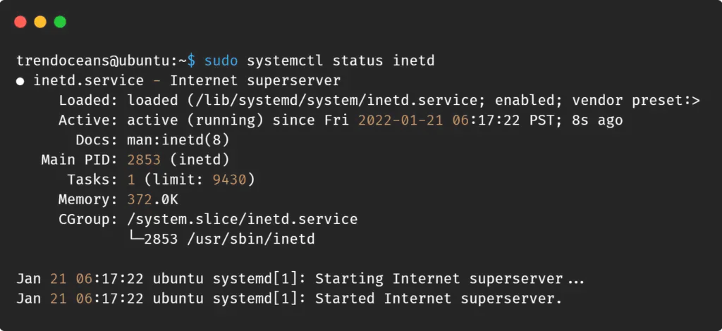 Checking telnet status in Linux