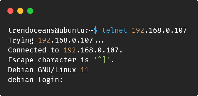Connecting to Remote Linux System via Telnet