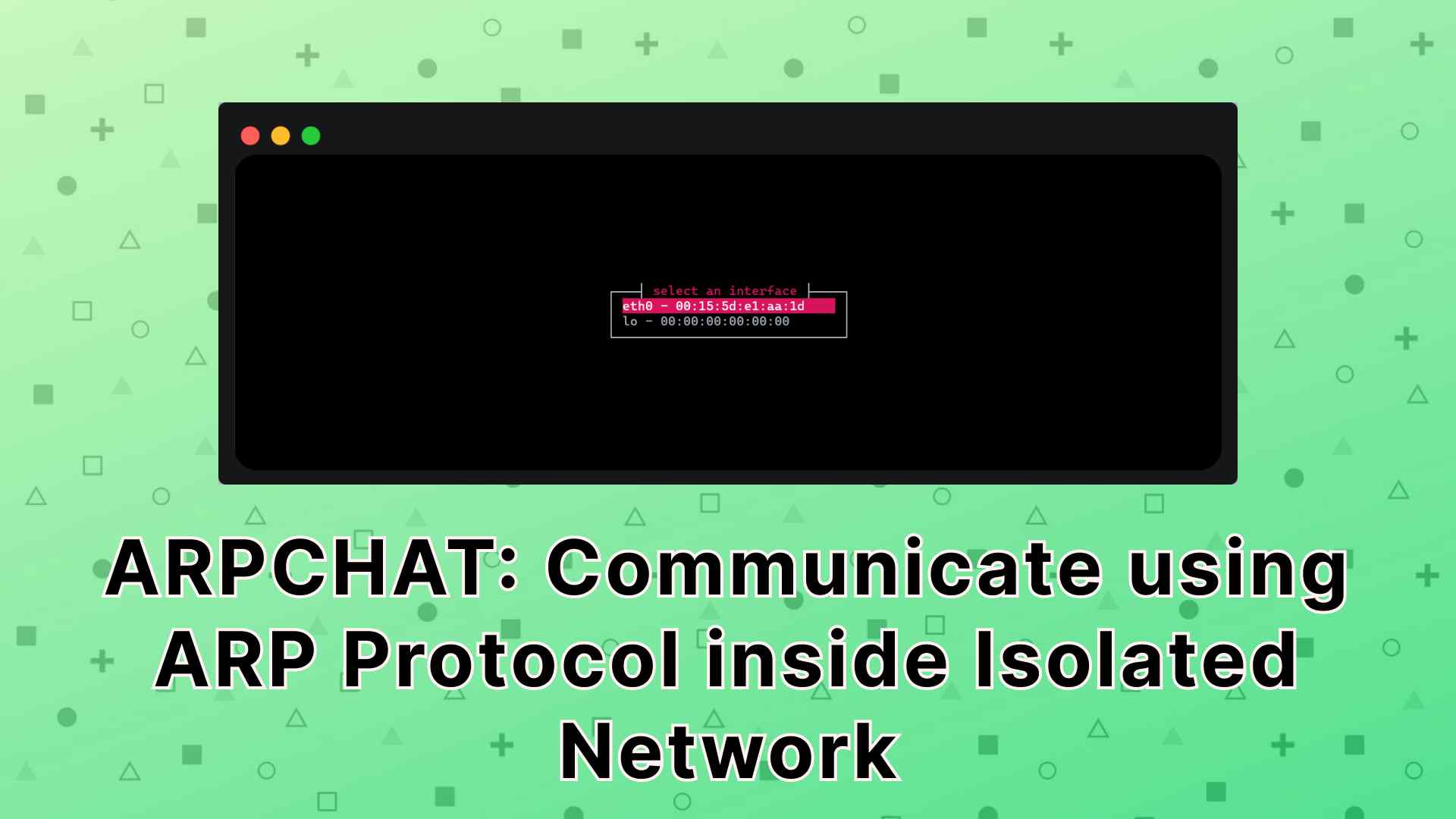 arpchat communicate using arp protocol inside isolated network