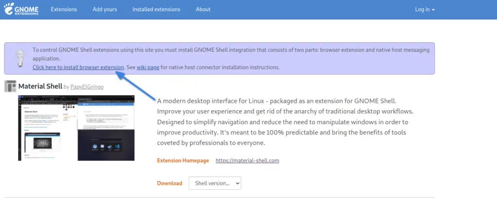 Install gnome extension