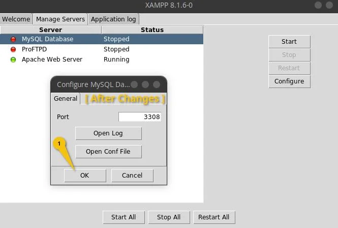 After changing MySQL port