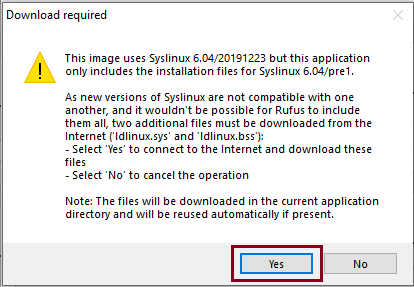 Download required files Click on Yes