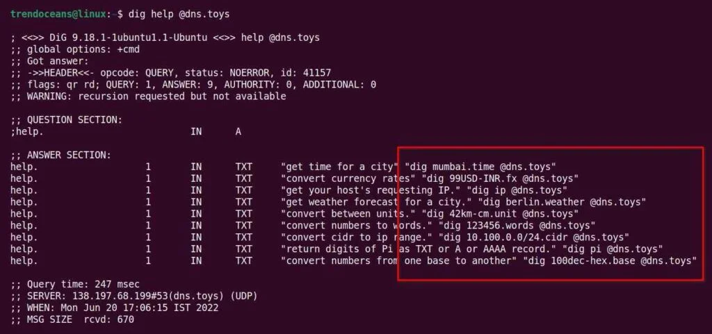 DNS Toys help section