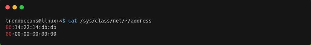 Find MAC address from sys in Linux