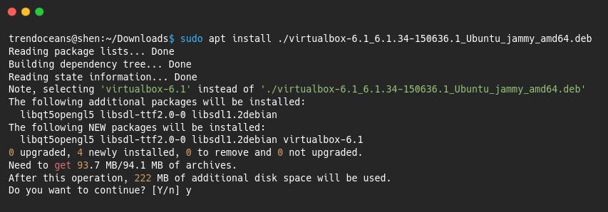 Install VirtualBox using Binary package in Ubuntu