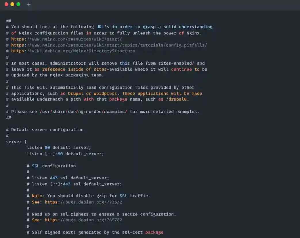 Nginx web configuration file in Debian