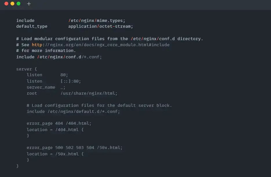 Nginx web configuration file in RHEL